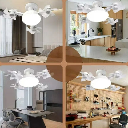 Drone Shaped E27 Fan Light with Remote Control 3 Color Dimming Light for Home Living Room Bedroom Silent Ceiling Fan Light