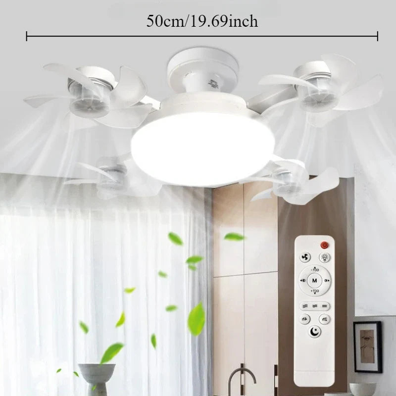 Drone Shaped E27 Fan Light with Remote Control 3 Color Dimming Light for Home Living Room Bedroom Silent Ceiling Fan Light