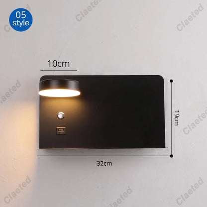 LED Wall Lights With Switch And USB Interface Fashion White Black Lamp Fixture Corridor Aisle Lighting Art Luminaire Wandlamp