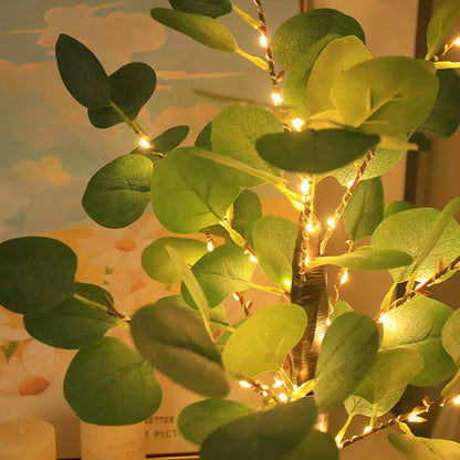 Artificial Eucalyptus Tree LED Lights Battery USB Operated Tree Lights for Room Party Decor Christmas Lamp Thanksgiving Gift