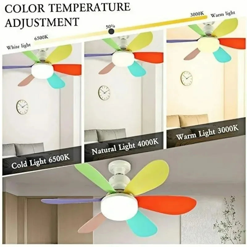 LED Fan Light with Remote Control 42/52CM 3 Speed Adjustable Decoration Living Room Bedroom Study Dining Room Indoor Light