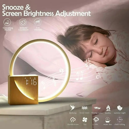 Alarm Clock Wake Up Night Light Phone Charging with White Noise Timing 3 Level Dimmable Touch Table Lamp for Bedroom Beside Lamp