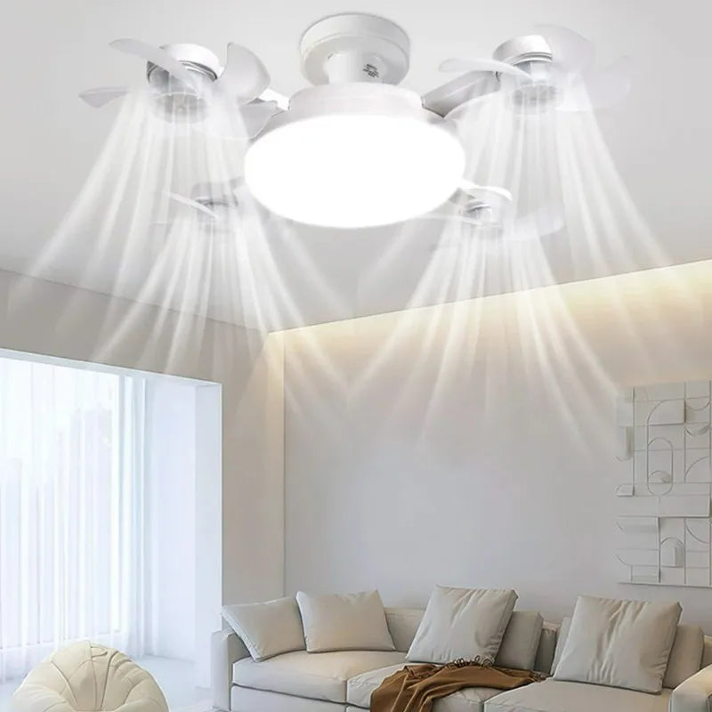 Drone Shaped E27 Fan Light with Remote Control 3 Color Dimming Light for Home Living Room Bedroom Silent Ceiling Fan Light