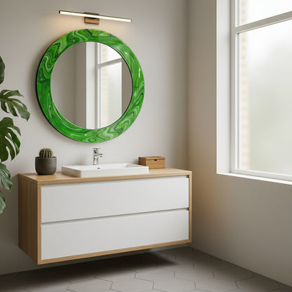 Modern Tempered Glass Wall Mirror – Round Decorative Mirror with Custom Frame Design