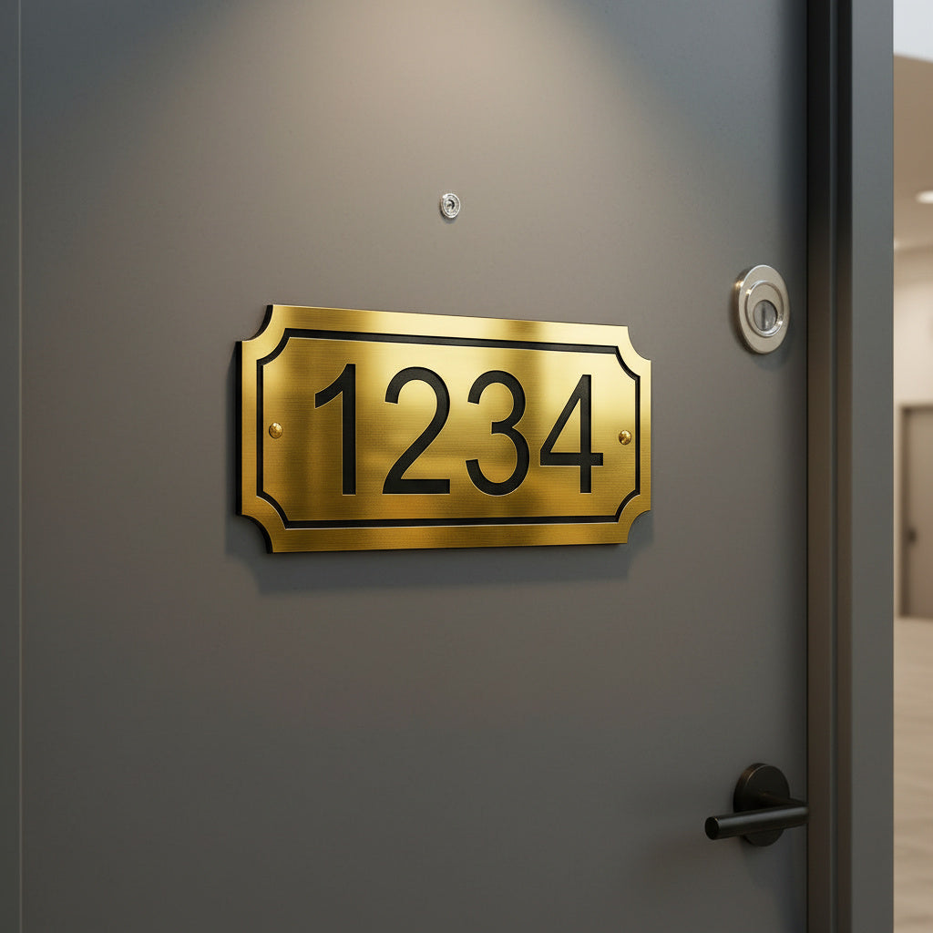 Modern Metal Door Number Plate – House Address Plaque for Front Door & Exterior Wall