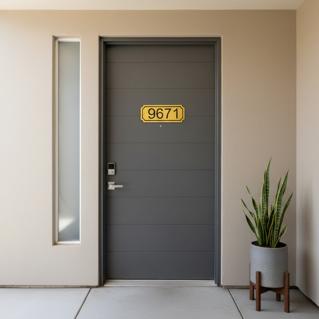 Modern Metal Door Number Plate – House Address Plaque for Front Door & Exterior Wall