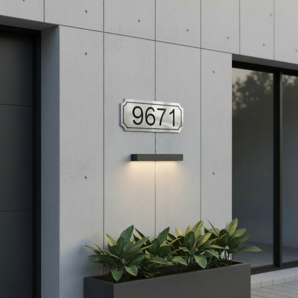 Modern Metal Door Number Plate – House Address Plaque for Front Door & Exterior Wall