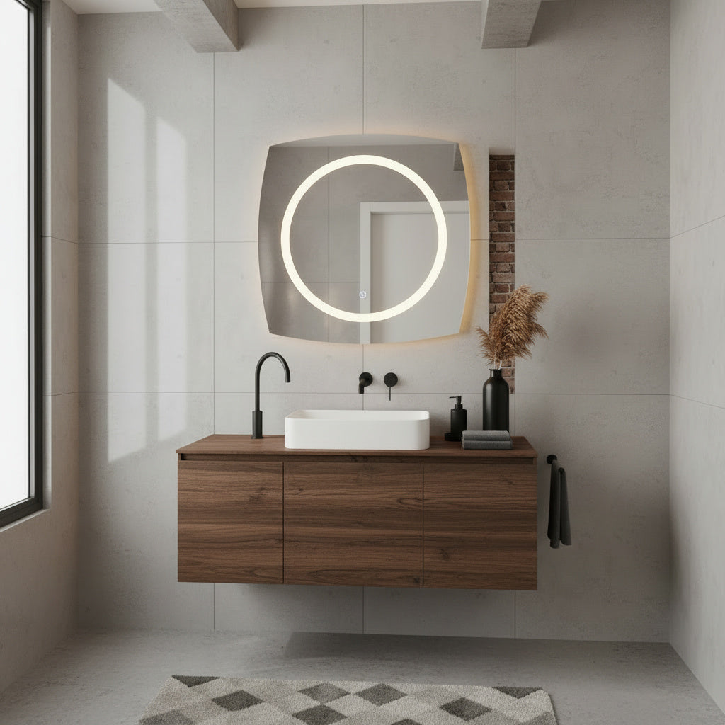 LED Bathroom Mirror Square – Modern Dimmable Vanity Wall Mirror with Backlit Design
