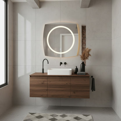 LED Bathroom Mirror Square – Modern Dimmable Vanity Wall Mirror with Backlit Design