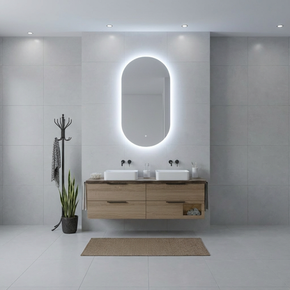 LED Bathroom Mirror – Arched Lighted Vanity Mirror with Touch Sensor | Handmade Modern Backlit Wall Mirror