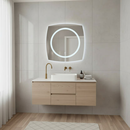 LED Bathroom Mirror Square – Modern Dimmable Vanity Wall Mirror with Backlit Design