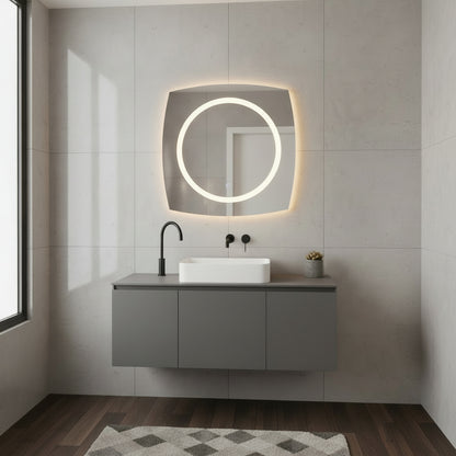 LED Bathroom Mirror Square – Modern Dimmable Vanity Wall Mirror with Backlit Design