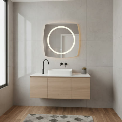 LED Bathroom Mirror Square – Modern Dimmable Vanity Wall Mirror with Backlit Design