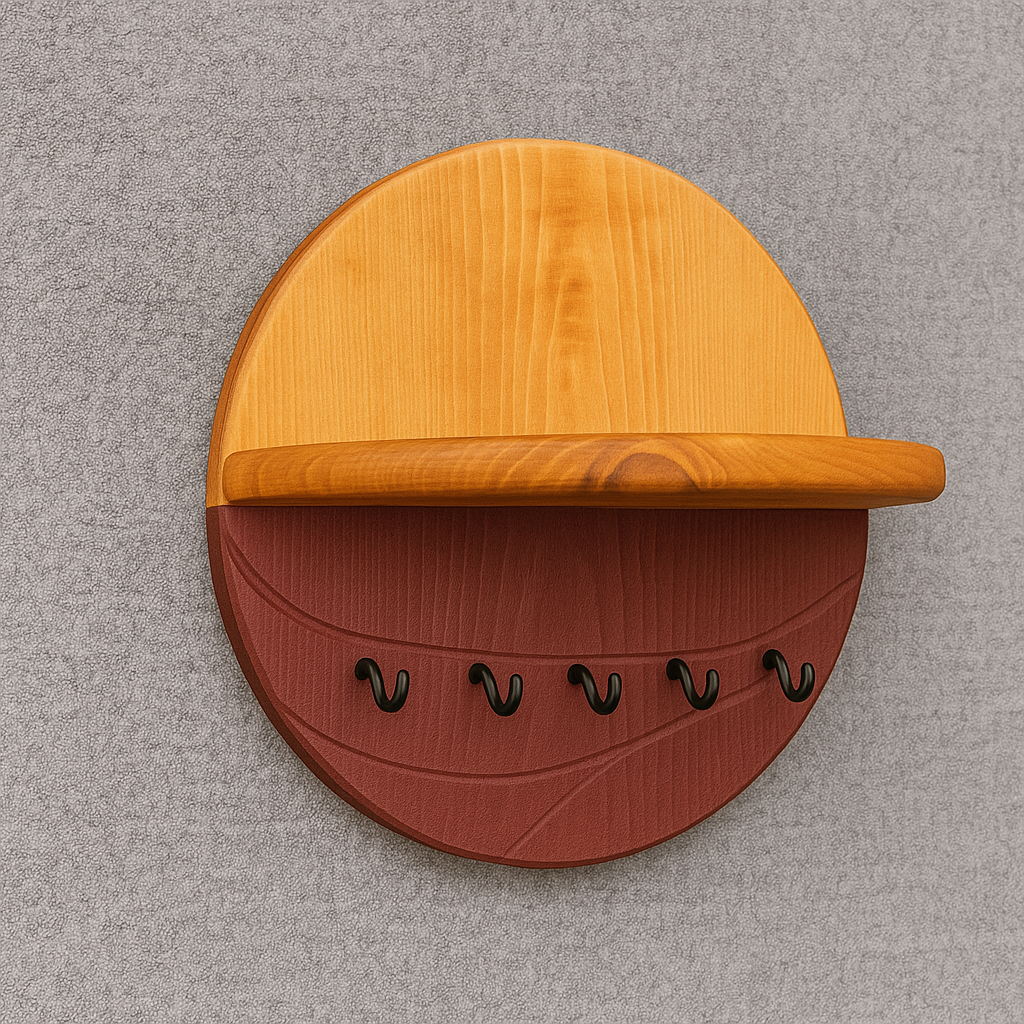 Modern Wall Key Holder with Shelf – Minimalist Wooden Entryway Organizer with Hooks | Handmade Home Décor