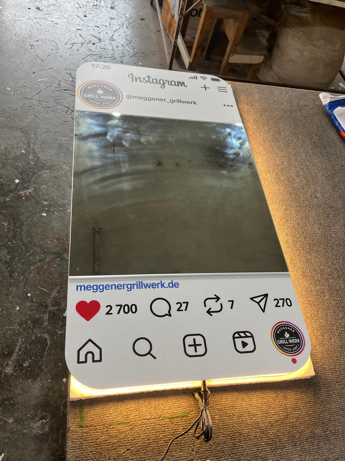 Custom Social Media Mirror, LED Selfie Mirror, Personalized Business Photo Op Mirror
