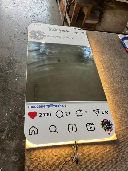 Custom Social Media Mirror, LED Selfie Mirror, Personalized Business Photo Op Mirror