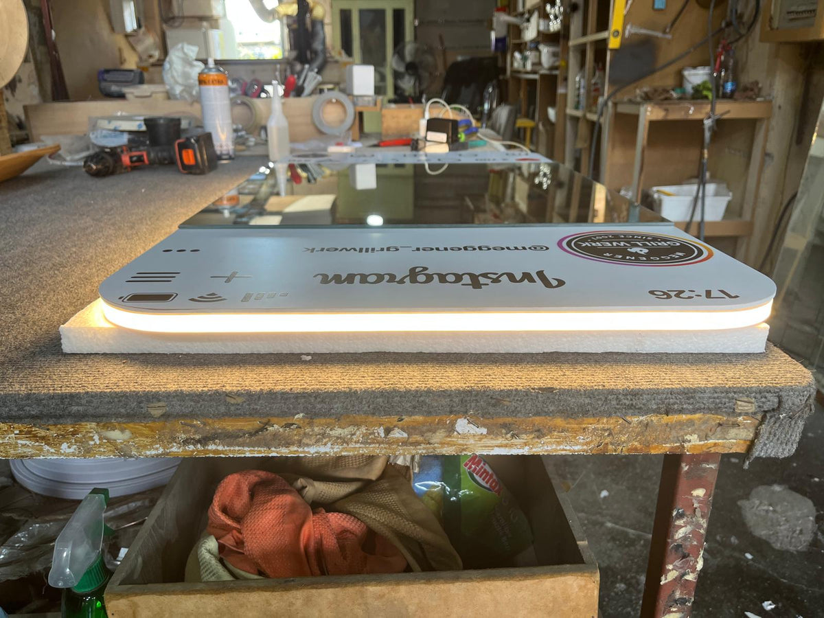 Custom Social Media Mirror, LED Selfie Mirror, Personalized Business Photo Op Mirror