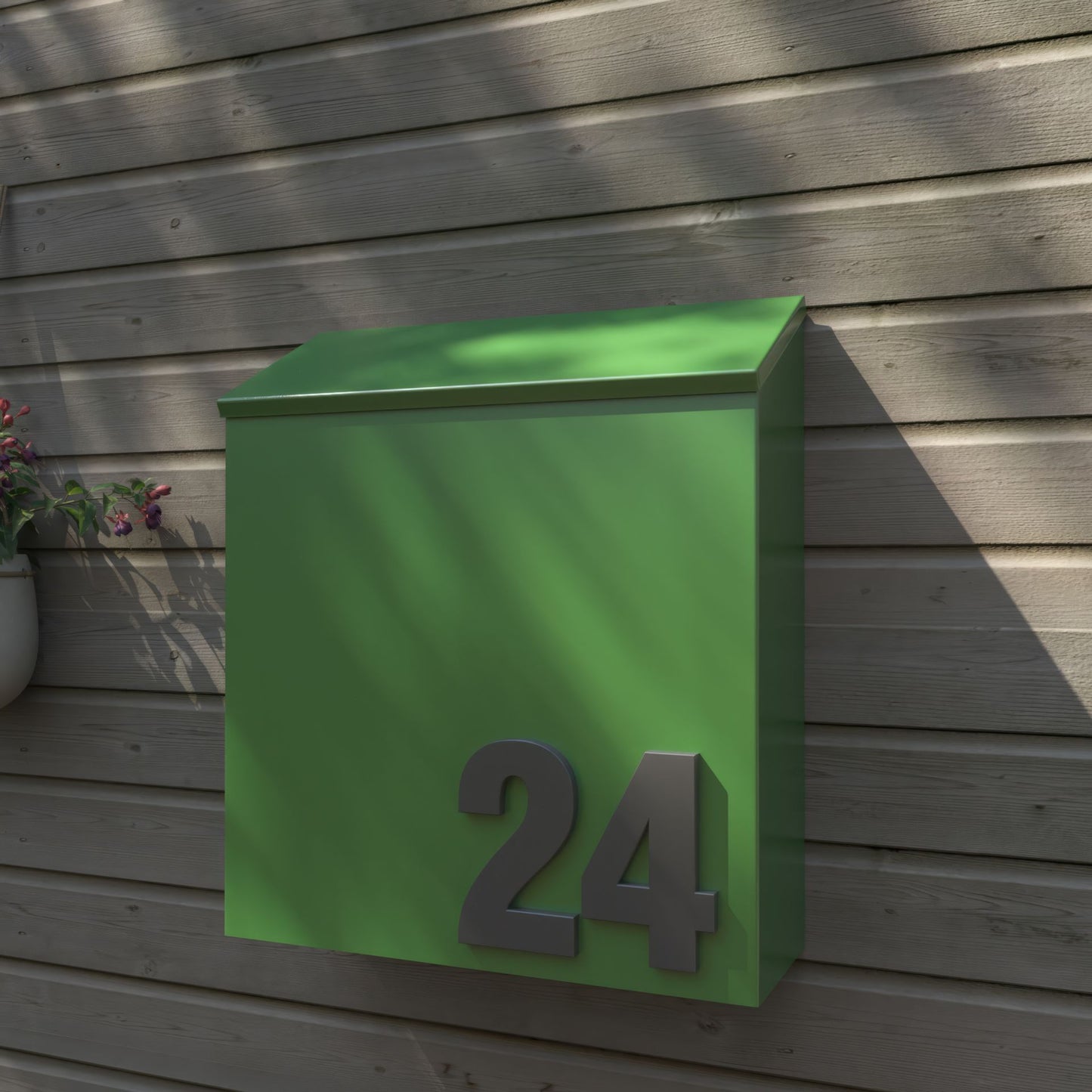 Modern Wall-Mount Mailbox with House Numbers – Minimal Exterior Address Box for Curb Appeal
