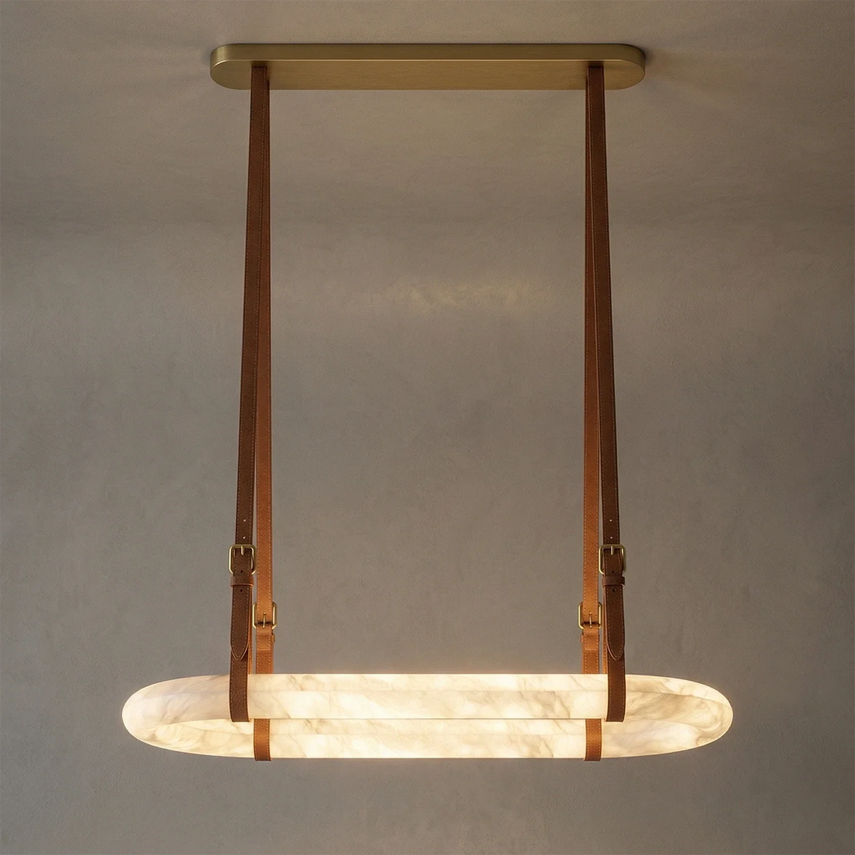 Alabaster Round Leather Chandelier
