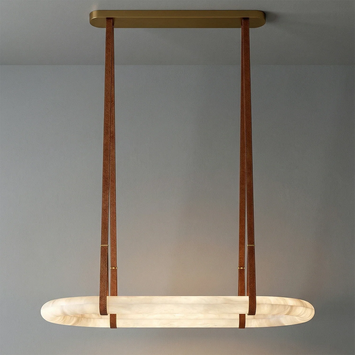 Alabaster Round Leather Chandelier