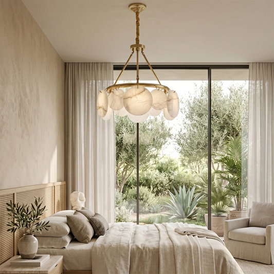 Alba Natural Alabaster Disc Chandelier