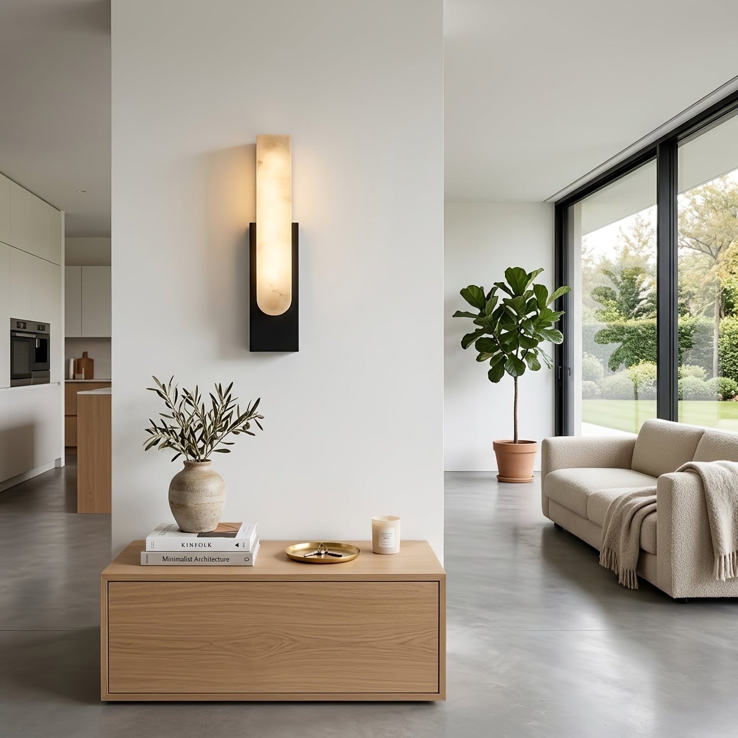 Alberta Brass Marble Wall Light