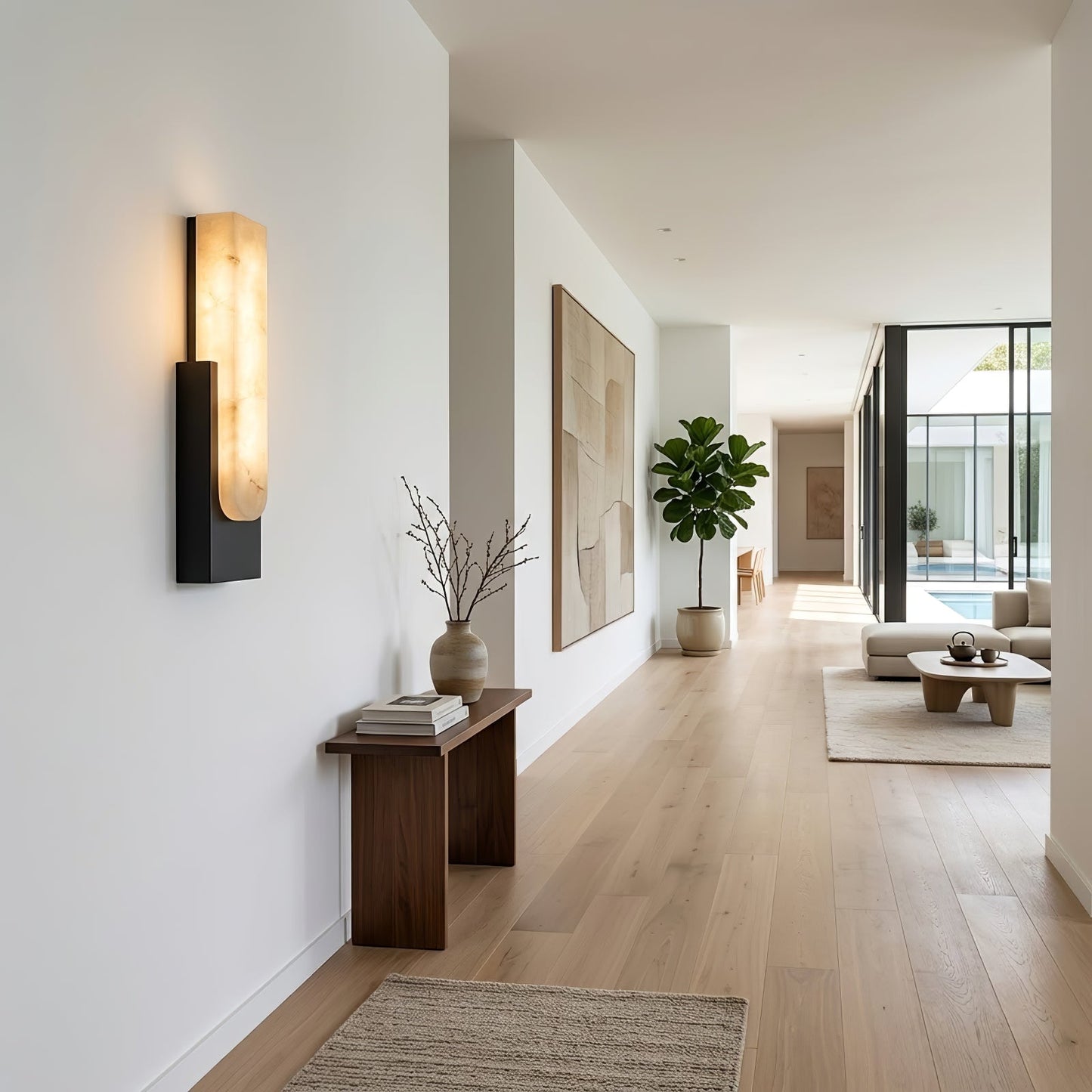 Alberta Brass Marble Wall Light