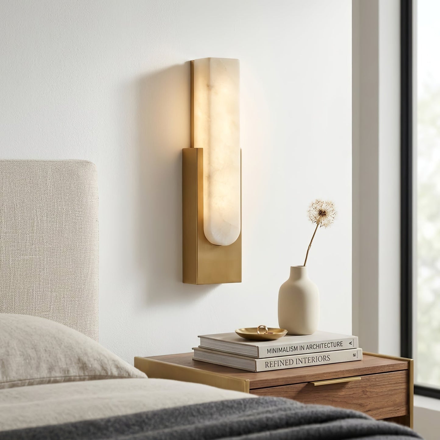 Alberta Brass Marble Wall Light