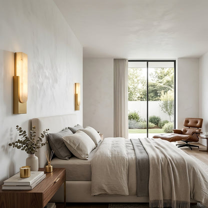 Alberta Brass Marble Wall Light