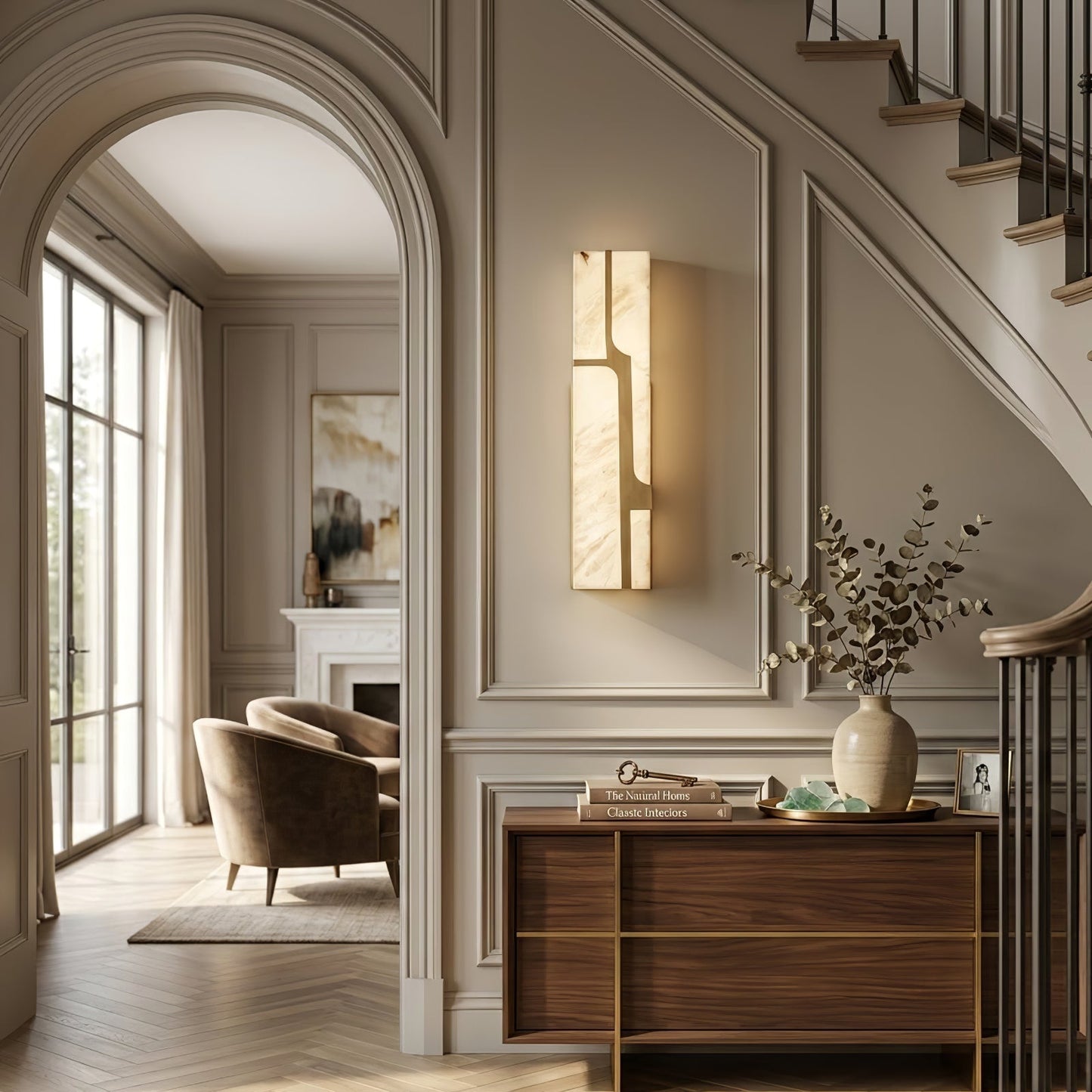 Ariel Modern Alabaster Column Sconce