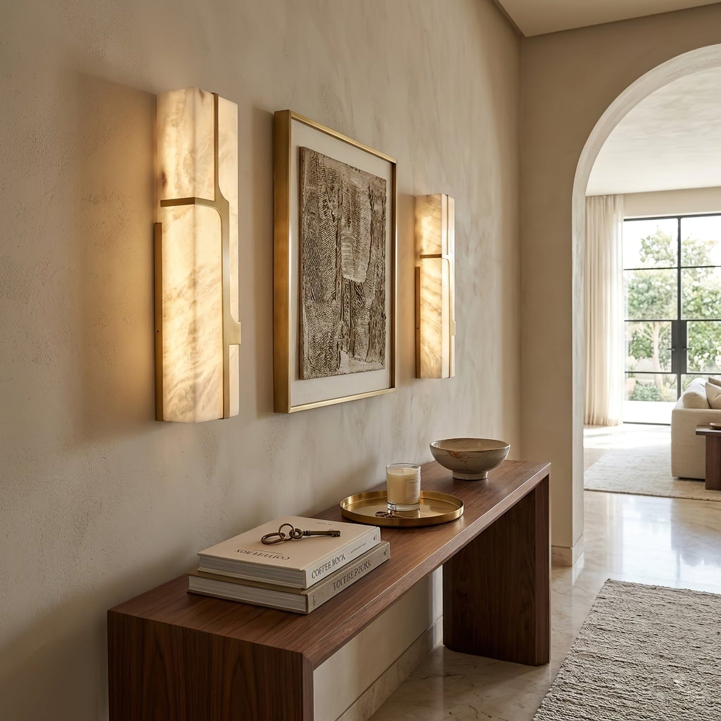 Ariel Modern Alabaster Column Sconce