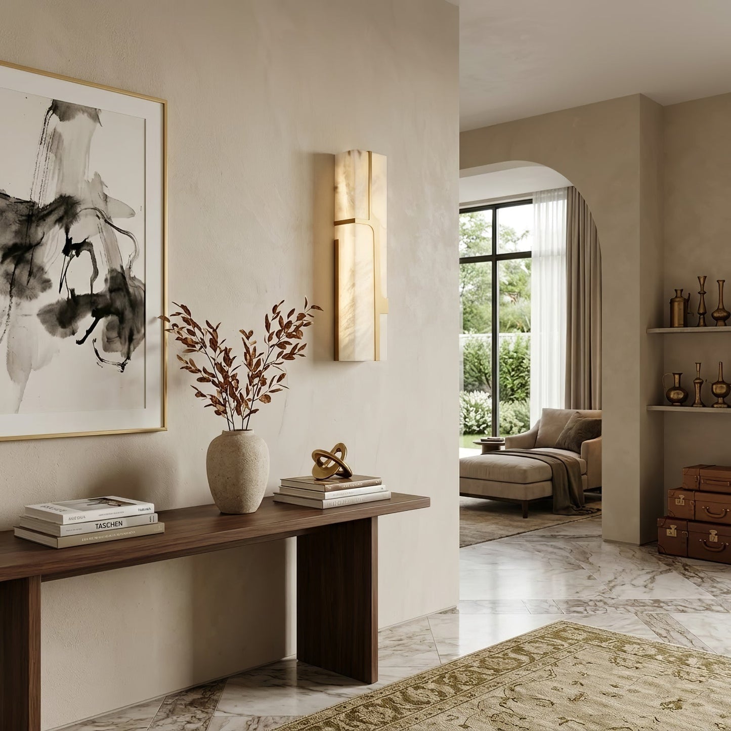Ariel Modern Alabaster Column Sconce