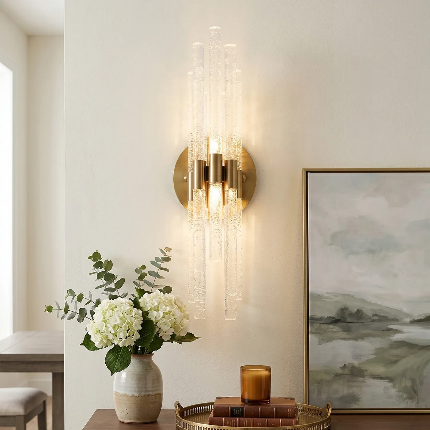 Artisanal Rippled Glass Wall Sconce