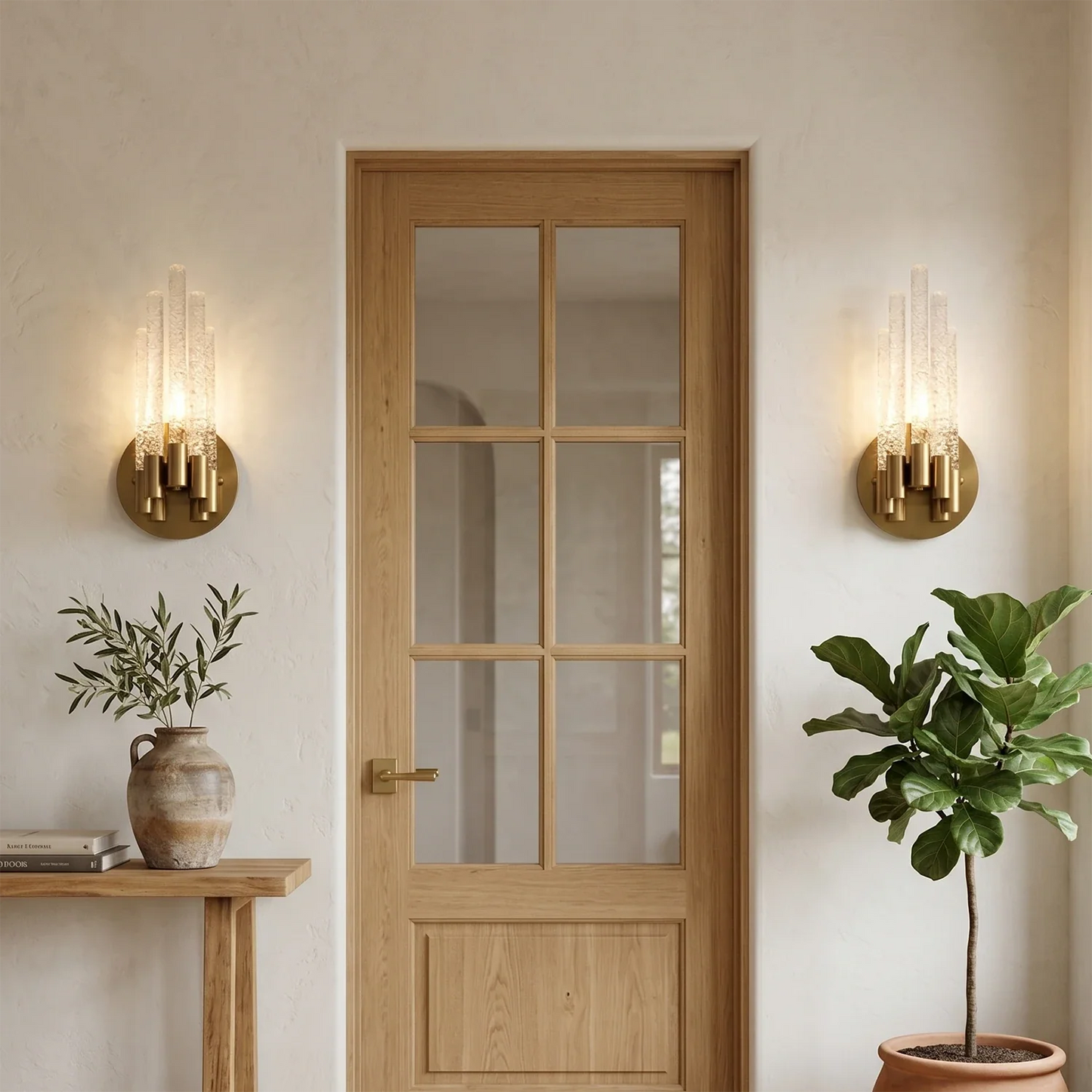Artisanal Rippled Glass Wall Sconce
