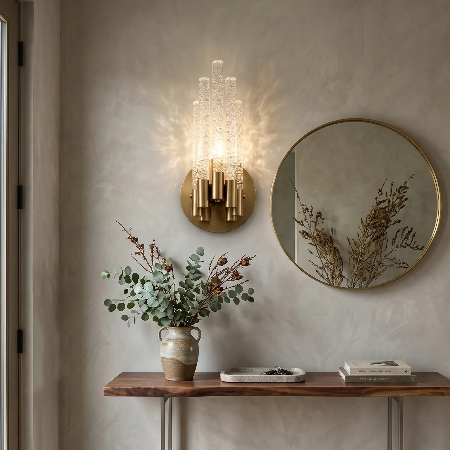 Artisanal Rippled Glass Wall Sconce