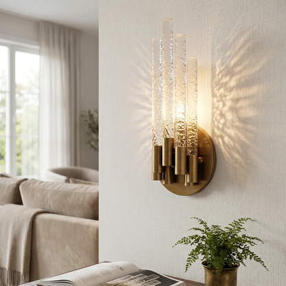Artisanal Rippled Glass Wall Sconce