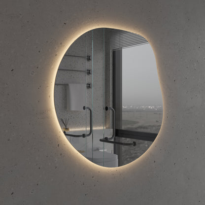 LED Bathroom Mirror Irregular Shape – Modern Asymmetrical Backlit Wall Mirror | Dimmable Warm & Cool Light (3000K–6500K)