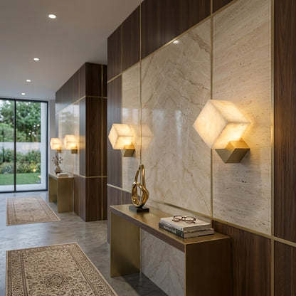 Vein Alabaster Cube Sconce