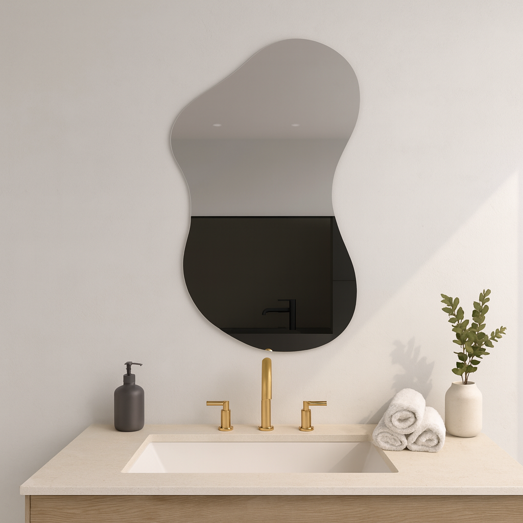 Wavy Irregular Wall Mirror – Modern Frameless Bathroom Mirror, Organic Shape Vanity Mirror |