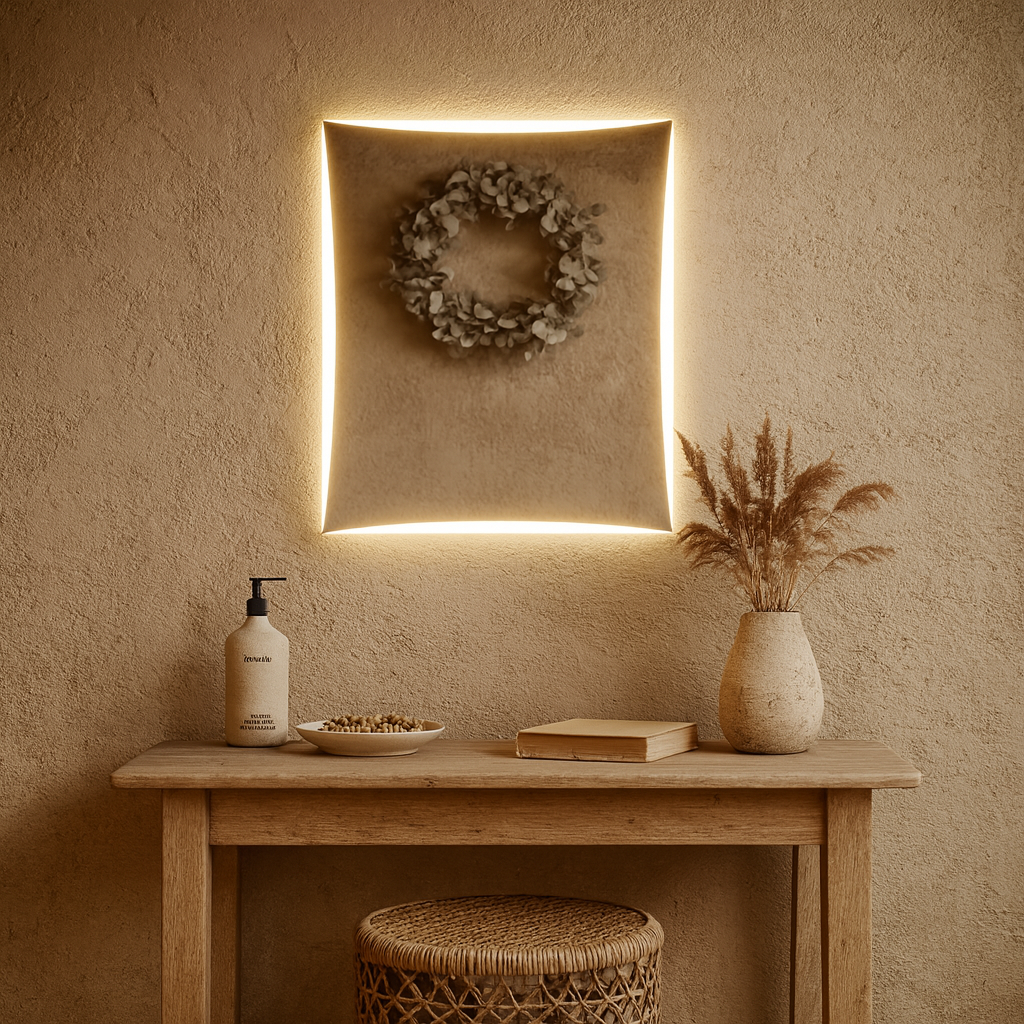 LED Bathroom Mirror – Curved Edge Backlit Vanity Mirror, Modern Lighted Wall Mirror