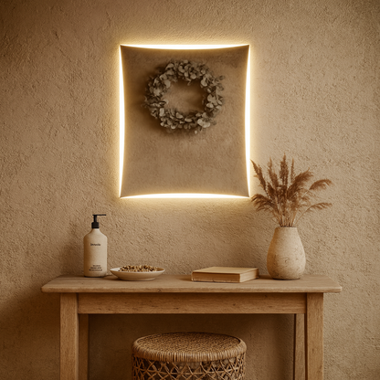 LED Bathroom Mirror – Curved Edge Backlit Vanity Mirror, Modern Lighted Wall Mirror