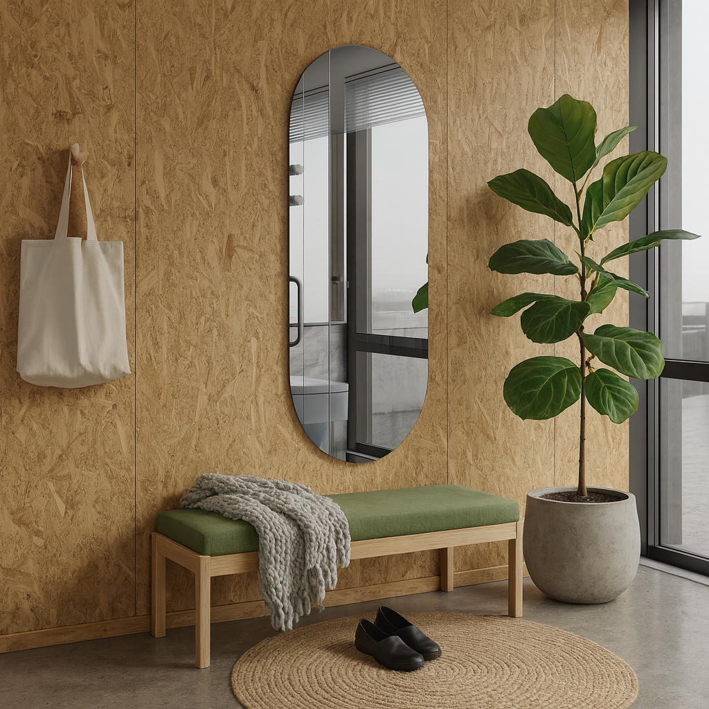 Modern Arched Wall Mirror – Frameless Oval Bathroom Vanity Mirror, Minimalist Capsule Shape Mirror |