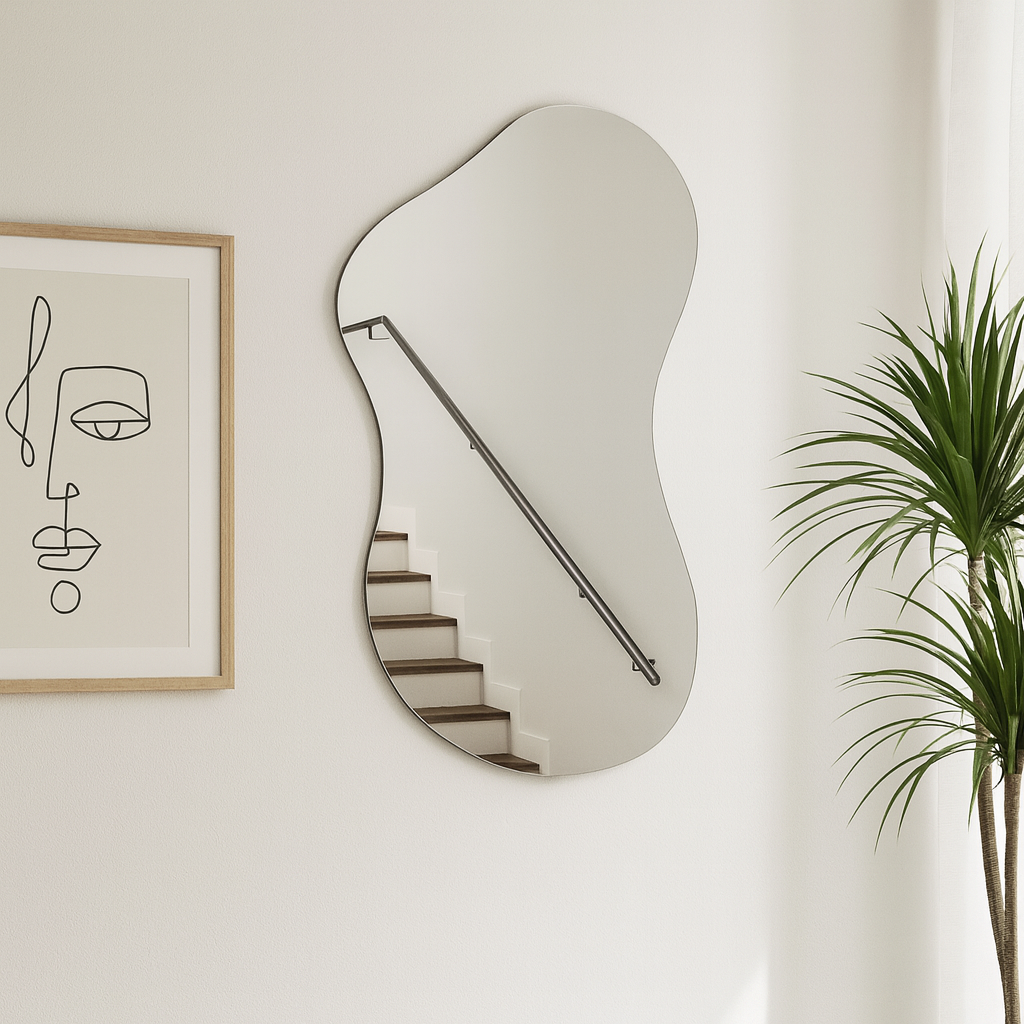 Wavy Irregular Wall Mirror – Modern Frameless Bathroom Mirror, Organic Shape Vanity Mirror |