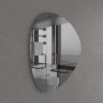 Modern Irregular Wall Mirror – Frameless Organic Shape Bathroom Mirror, Handmade Wavy Vanity Mirror for Living Room & Bedroom
