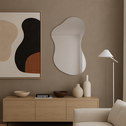Wavy Irregular Wall Mirror – Modern Frameless Bathroom Mirror, Organic Shape Vanity Mirror |