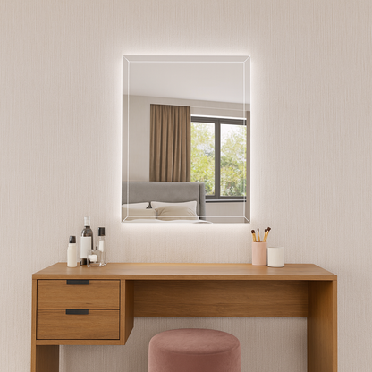 LED Bathroom Mirror – Geometric Backlit Vanity Mirror, Modern Lighted Wall Mirror