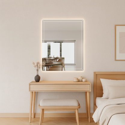 LED Bathroom Mirror – Geometric Backlit Vanity Mirror, Modern Lighted Wall Mirror