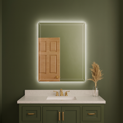 LED Bathroom Mirror – Geometric Backlit Vanity Mirror, Modern Lighted Wall Mirror