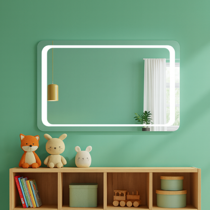 LED Bathroom Mirror with Backlit Rectangle Design – Modern Dimmable Vanity Wall Mirror