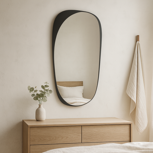 Modern Irregular Wall Mirror – Asymmetrical Black Frame